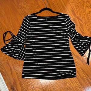 WHBM Black and White Striped Women's Top